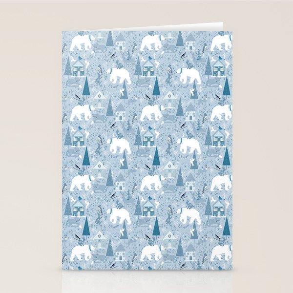 Scandinavian style festive winter animals blue Stationery Card Gallery Image 2