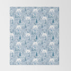 Scandinavian style festive winter animals blue Throw Blanket Gallery Image 2