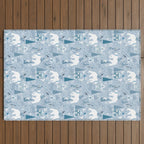 Scandinavian style festive winter animals blue Outdoor Rug Gallery Image 2