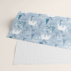 Scandinavian style festive winter animals blue Wrapping Paper Gallery Image 2