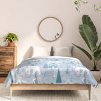 Scandinavian style festive winter animals blue Comforter Gallery Image 3