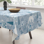 Scandinavian style festive winter animals blue Tablecloth Gallery Image 3