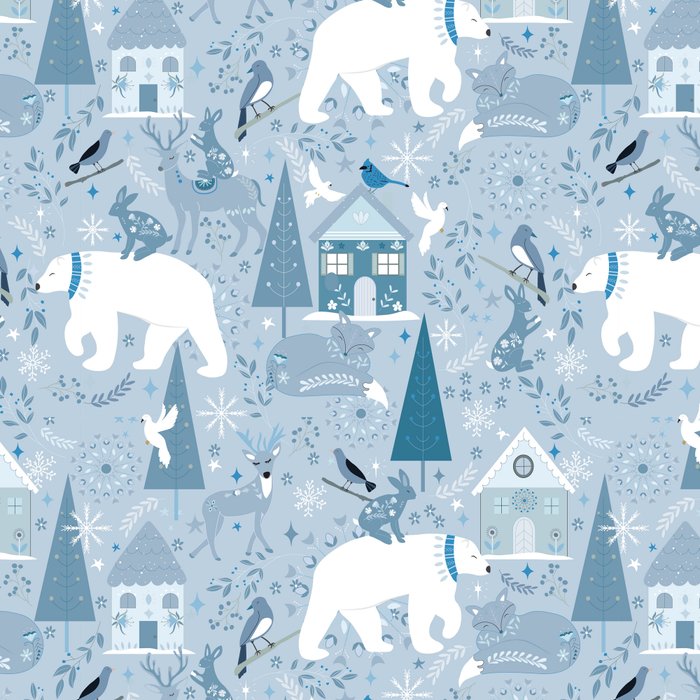 Scandinavian style festive winter animals blue Coffee Mug Gallery Image 2