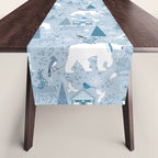 Scandinavian style festive winter animals blue Table Runner Gallery Image 1