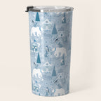 Scandinavian style festive winter animals blue Travel Mug Gallery Image 3
