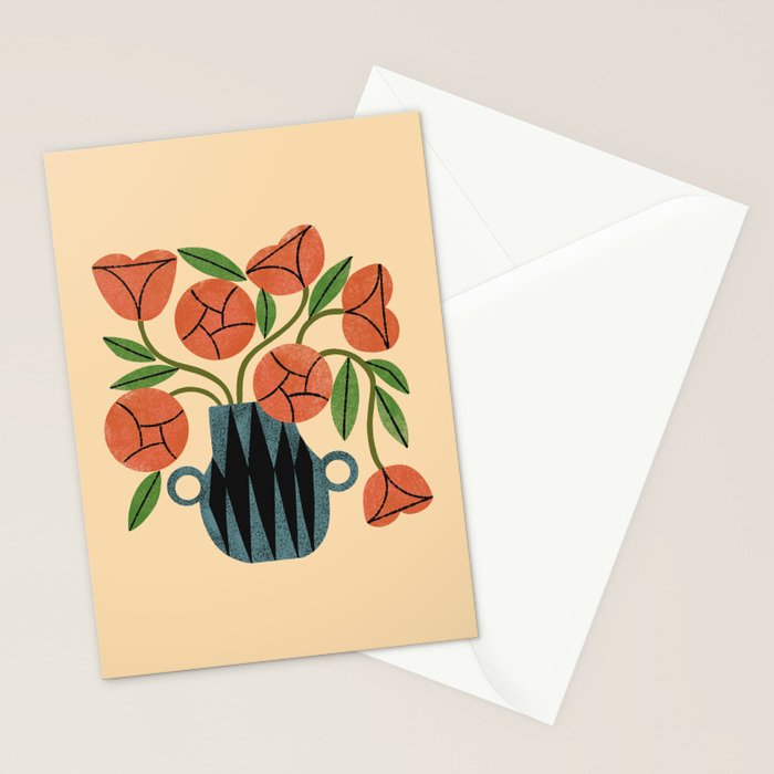 Peach Rose Bouquet Stationery Card Gallery Image 2