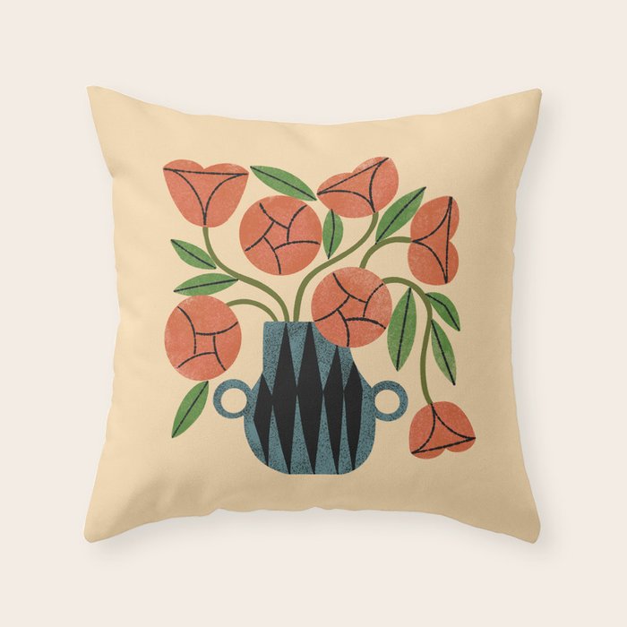 Peach Rose Bouquet Throw Pillow Gallery Image 1