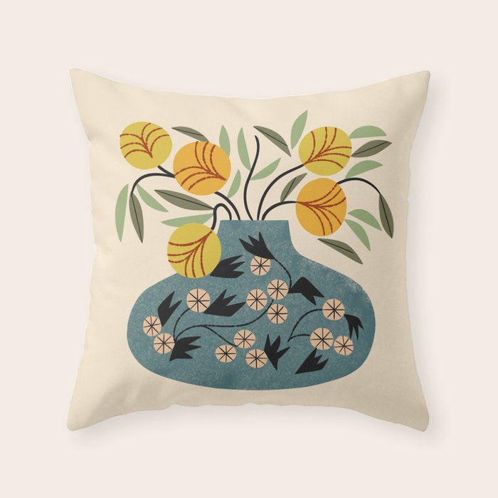 Painted Vase Blooms Throw Pillow Gallery Image 6