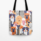 Funny diverse dog crowd character cartoon background Tote Bag Gallery Image 1