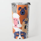 Funny diverse dog crowd character cartoon background Travel Mug Gallery Image 2