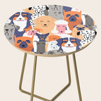 Funny diverse dog crowd character cartoon background Side Table Gallery Image 2