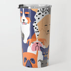 Funny diverse dog crowd character cartoon background Travel Mug Gallery Image 3