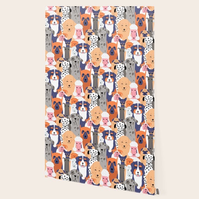 Funny diverse dog crowd character cartoon background Wallpaper Gallery Image 2