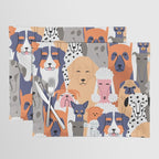 Funny diverse dog crowd character cartoon background Placemat Gallery Image 1