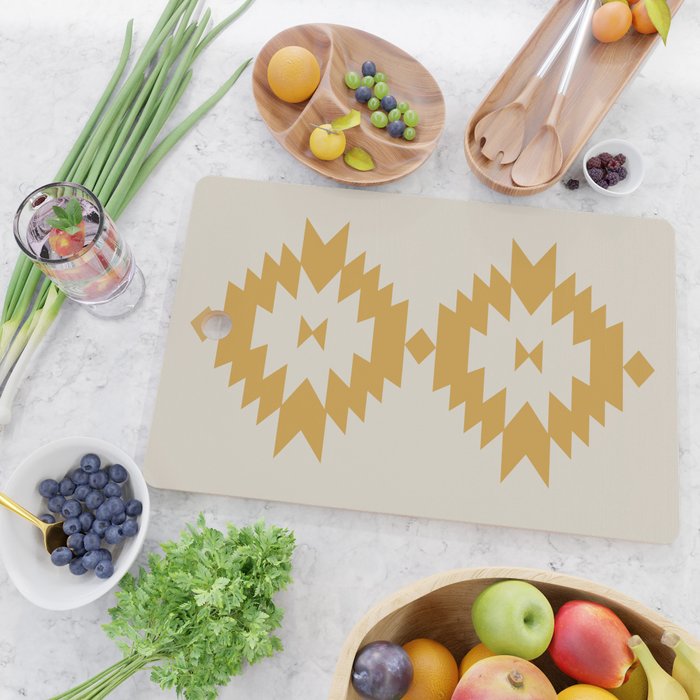 Southwestern Minimalism - Golden Yellow Neutral Beige Cutting Board Gallery Image 2
