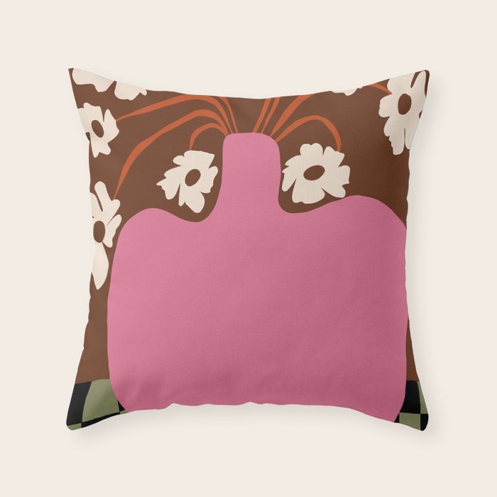 Big pot with flower  Throw Pillow Gallery Image 1