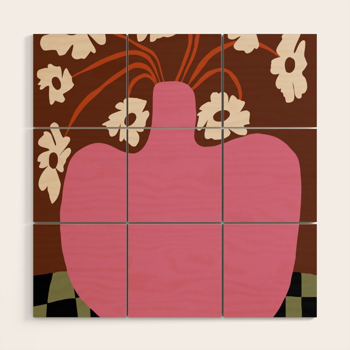 Big pot with flower  Wood Wall Art Gallery Image 1