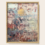 Mirage [1]: a vibrant abstract piece in pinks blues and gold by Alyssa Hamilton Art Serving Tray Gallery Image 1
