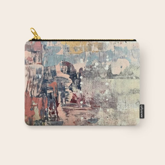 Mirage [1]: a vibrant abstract piece in pinks blues and gold by Alyssa Hamilton Art Carry All Pouch Gallery Image 1