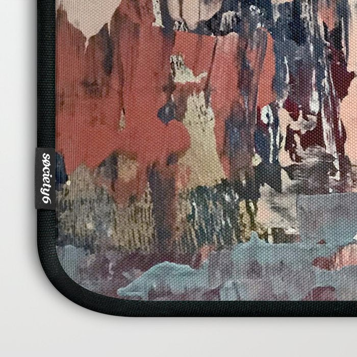 Mirage [1]: a vibrant abstract piece in pinks blues and gold by Alyssa Hamilton Art Laptop Sleeve Gallery Image 3