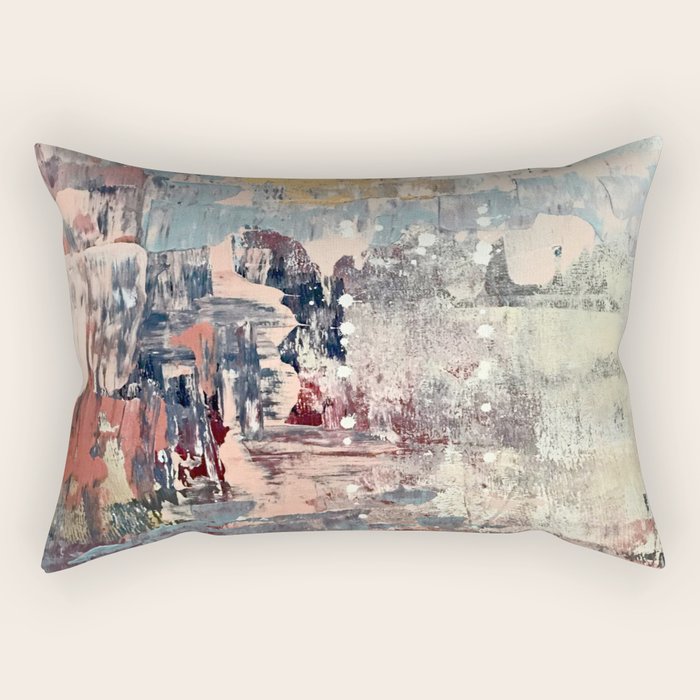 Mirage [1]: a vibrant abstract piece in pinks blues and gold by Alyssa Hamilton Art Rectangular Pillow Gallery Image 1
