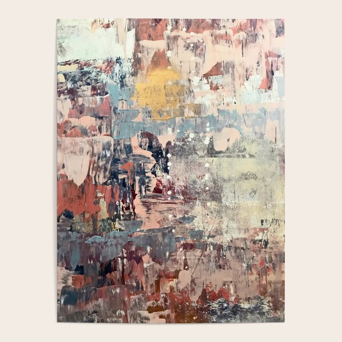 Mirage [1]: a vibrant abstract piece in pinks blues and gold by Alyssa Hamilton Art Poster Gallery Image 4
