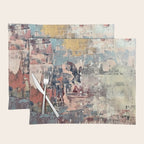 Mirage [1]: a vibrant abstract piece in pinks blues and gold by Alyssa Hamilton Art Placemat Gallery Image 1