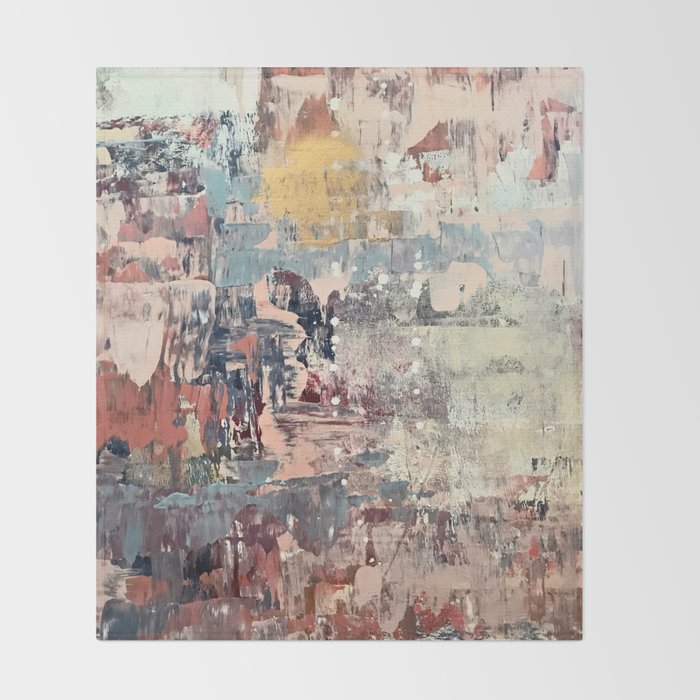 Mirage [1]: a vibrant abstract piece in pinks blues and gold by Alyssa Hamilton Art Throw Blanket Gallery Image 2