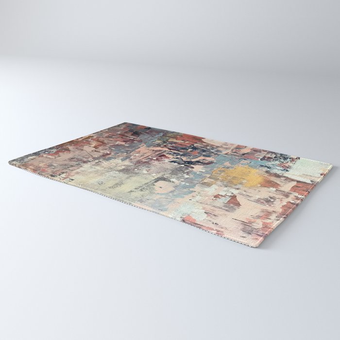 Mirage [1]: a vibrant abstract piece in pinks blues and gold by Alyssa Hamilton Art Rug Gallery Image 3