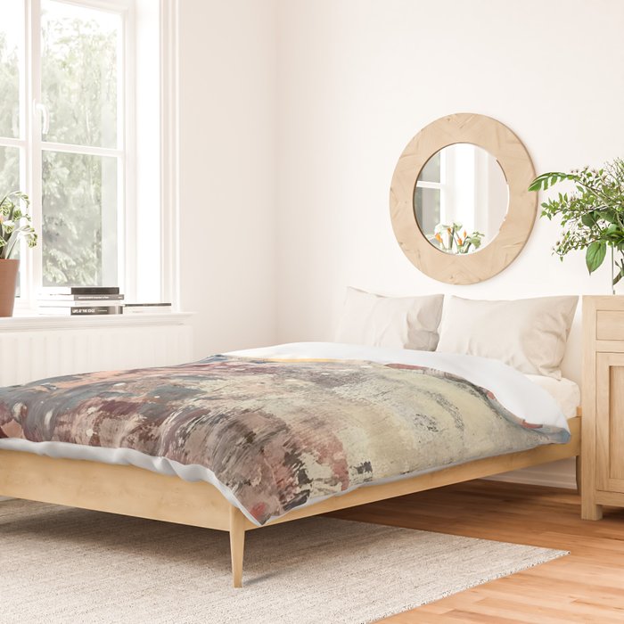 Mirage [1]: a vibrant abstract piece in pinks blues and gold by Alyssa Hamilton Art Duvet Cover Gallery Image 2