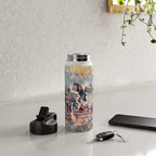 Mirage [1]: a vibrant abstract piece in pinks blues and gold by Alyssa Hamilton Art Water Bottle Gallery Image 4