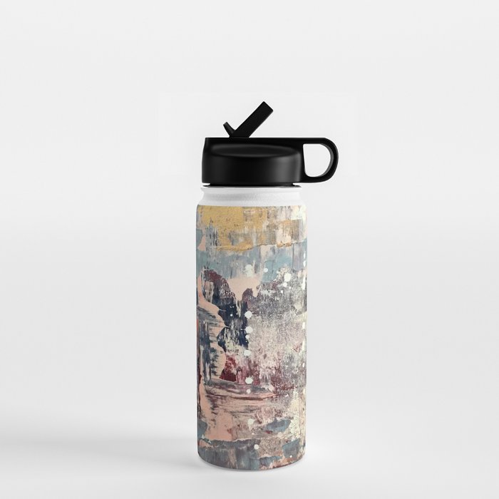 Mirage [1]: a vibrant abstract piece in pinks blues and gold by Alyssa Hamilton Art Water Bottle Gallery Image 1