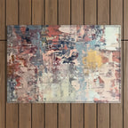 Mirage [1]: a vibrant abstract piece in pinks blues and gold by Alyssa Hamilton Art Outdoor Rug Gallery Image 1