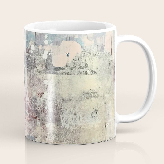 Mirage [1]: a vibrant abstract piece in pinks blues and gold by Alyssa Hamilton Art Coffee Mug Gallery Image 1
