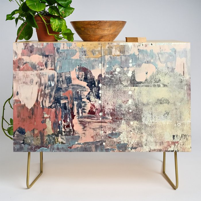 Mirage [1]: a vibrant abstract piece in pinks blues and gold by Alyssa Hamilton Art Credenza Gallery Image 1