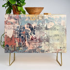 Mirage [1]: a vibrant abstract piece in pinks blues and gold by Alyssa Hamilton Art Credenza Gallery Image 1