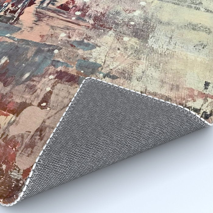Mirage [1]: a vibrant abstract piece in pinks blues and gold by Alyssa Hamilton Art Rug Gallery Image 4