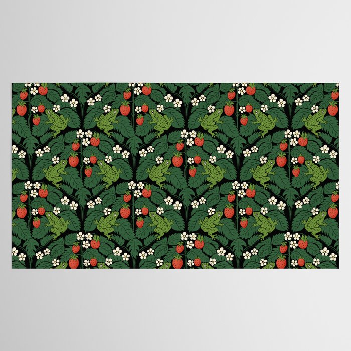 Bullfrogs And Wild Strawberries On Black Tablecloth Gallery Image 2