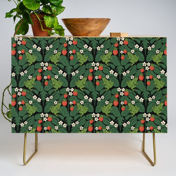 Bullfrogs And Wild Strawberries On Black Credenza Gallery Image 1