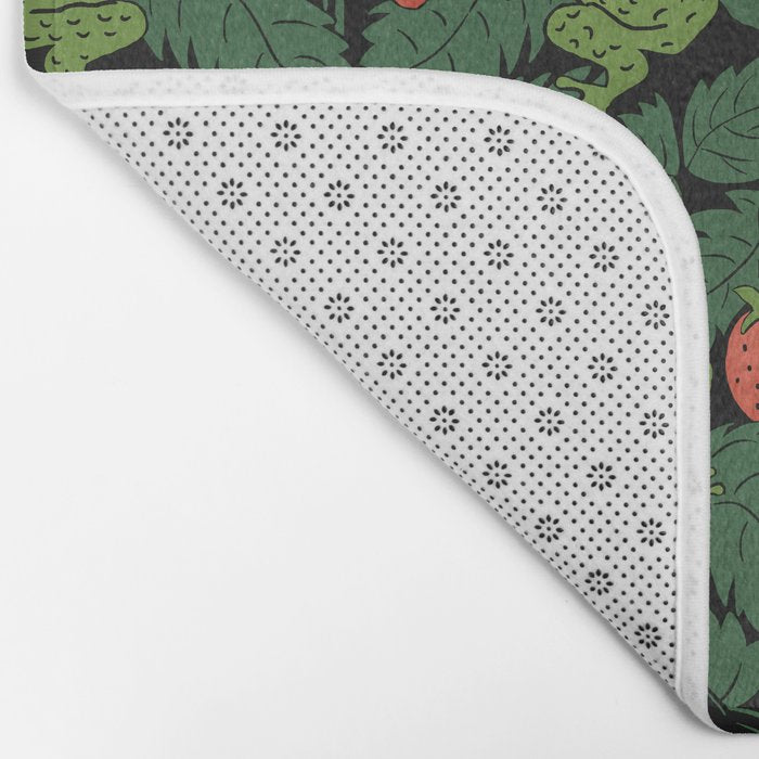 Bullfrogs And Wild Strawberries On Black Bath Mat Gallery Image 2