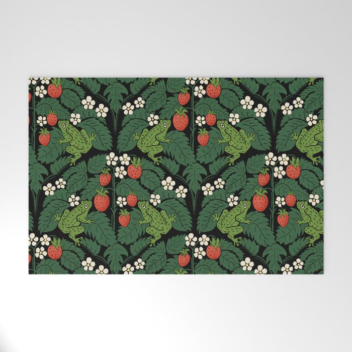 Bullfrogs And Wild Strawberries On Black Welcome Mat Gallery Image 1