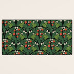 Bullfrogs And Wild Strawberries On Black Desk Mat Gallery Image 3