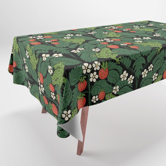 Bullfrogs And Wild Strawberries On Black Tablecloth Gallery Image 1