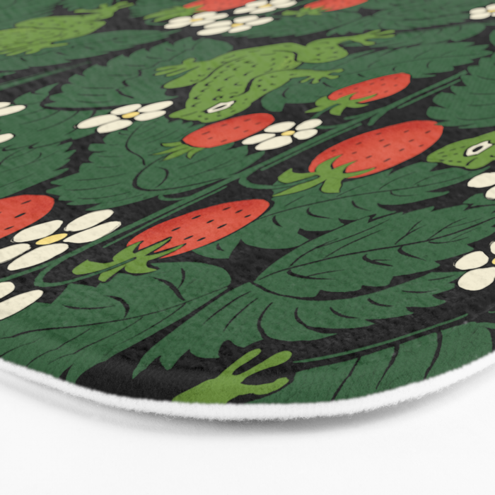 Bullfrogs And Wild Strawberries On Black Bath Mat Gallery Image 3