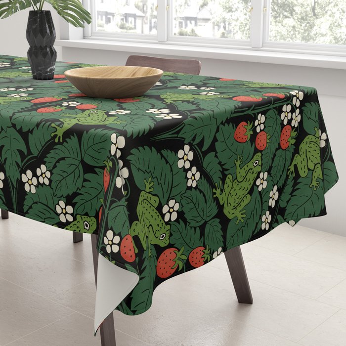 Bullfrogs And Wild Strawberries On Black Tablecloth Gallery Image 3