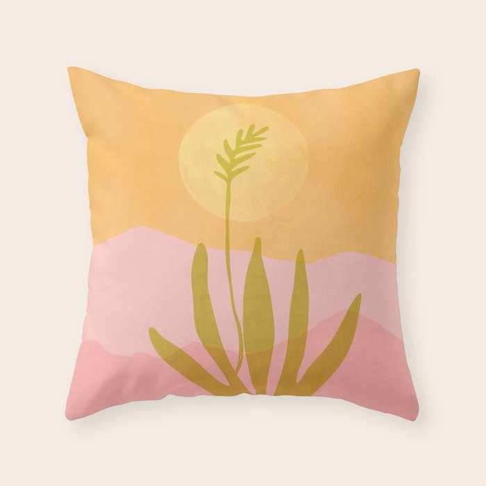 Golden Agave Desert Landscape Throw Pillow Gallery Image 1