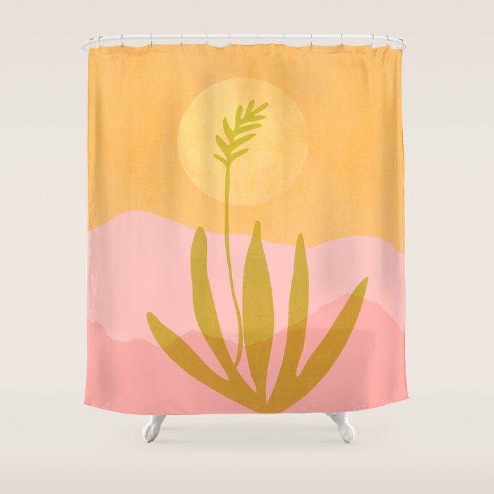 Golden Agave Desert Landscape Shower Curtain Gallery Image 1
