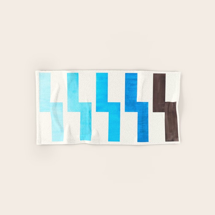 Blue Baby Blue Watercolor Minimalist Geometric Zig Zag Lightning Bolt Pattern Bath Towel Gallery Image 1