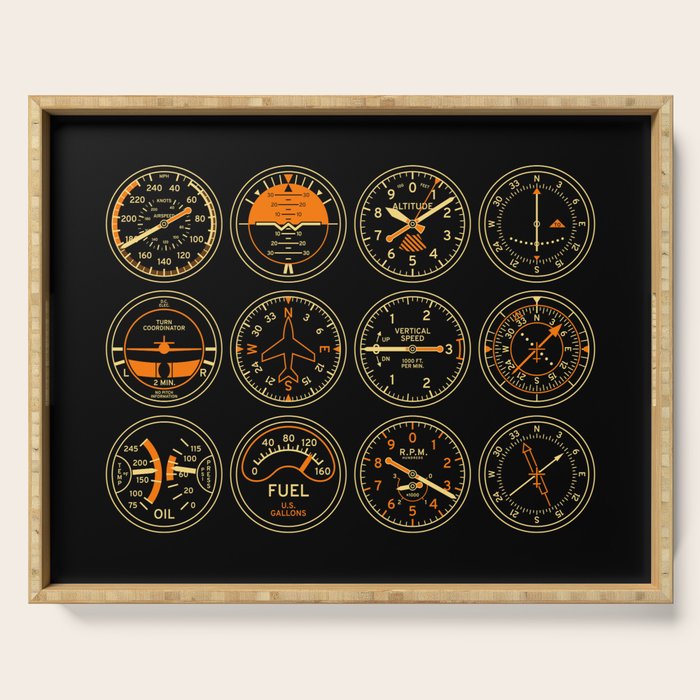 Aircraft Flight Instruments - Full Black Serving Tray Gallery Image 1