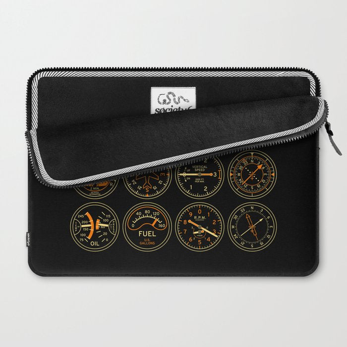 Aircraft Flight Instruments - Full Black Laptop Sleeve Gallery Image 2